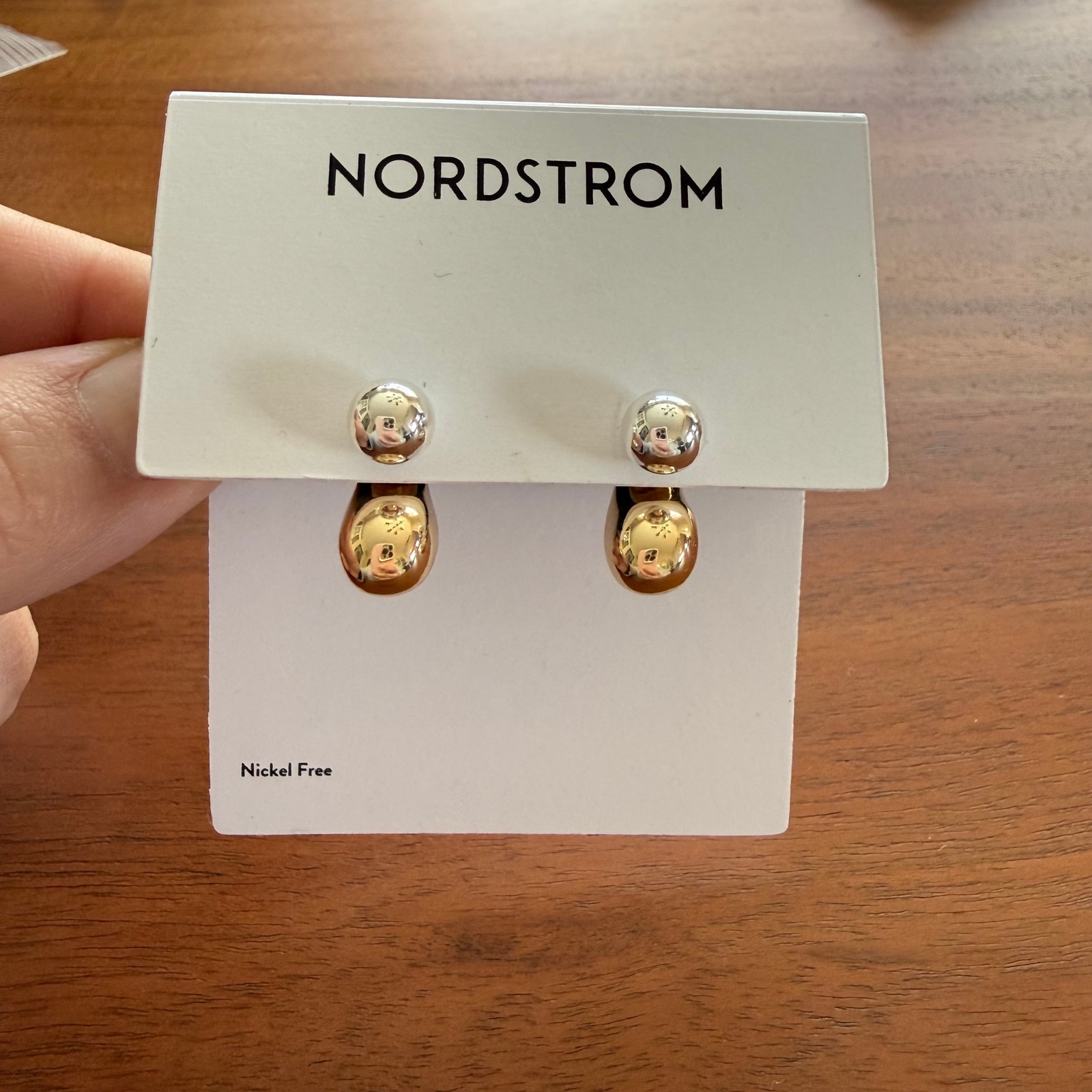 Nordstrom Two Tone Silver Gold Teardrop Stud Drop Earrings Nickel Free